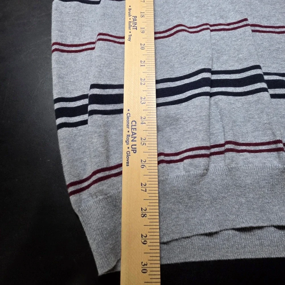 Jos. A. Bank Sweater Mens XLT Grey Excellent Striped Cotton Tailored Fit Knit